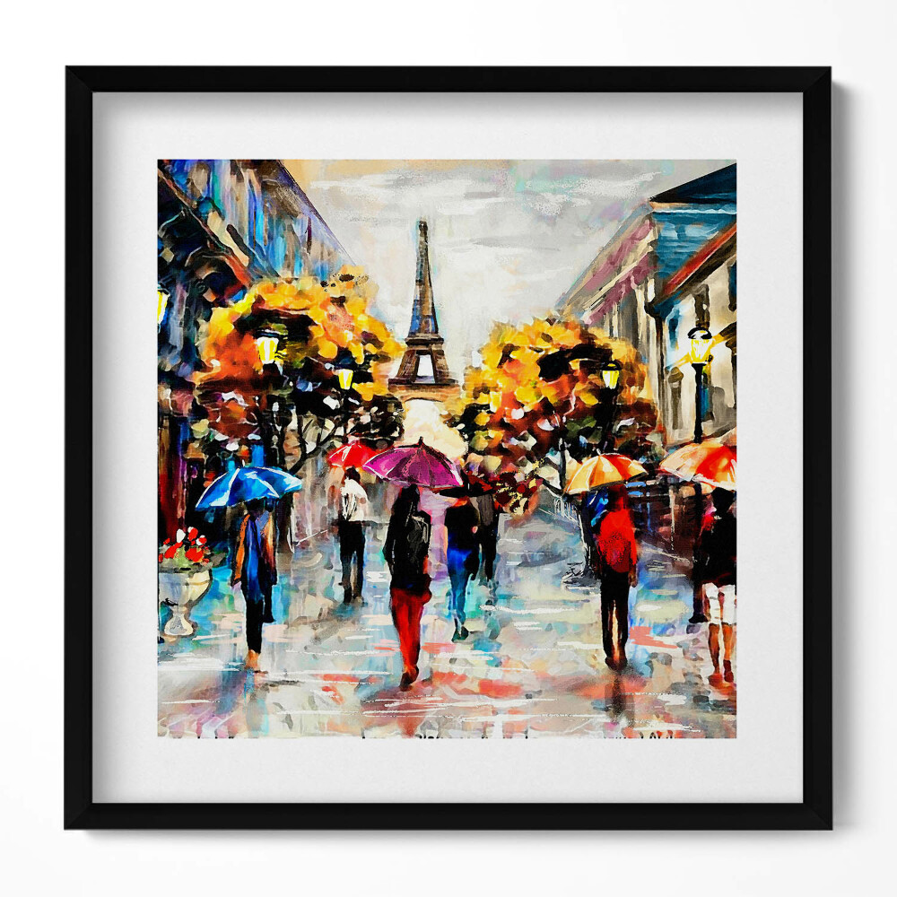 Tablou living cu rama unic Străzile Eiffel Nova - Toamna pictată