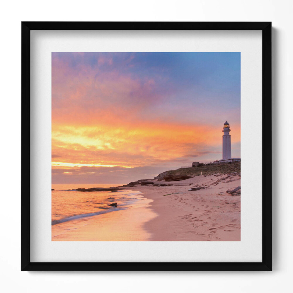 Tablou living cu rama unic Peisaj marin cu plajă și far