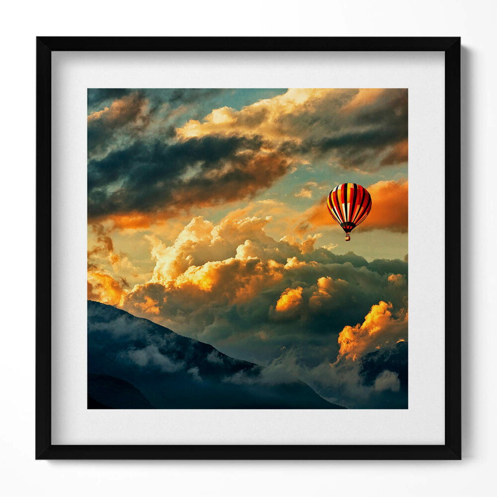 Tablou living cu rama unic Zbor cu balonul printre nori