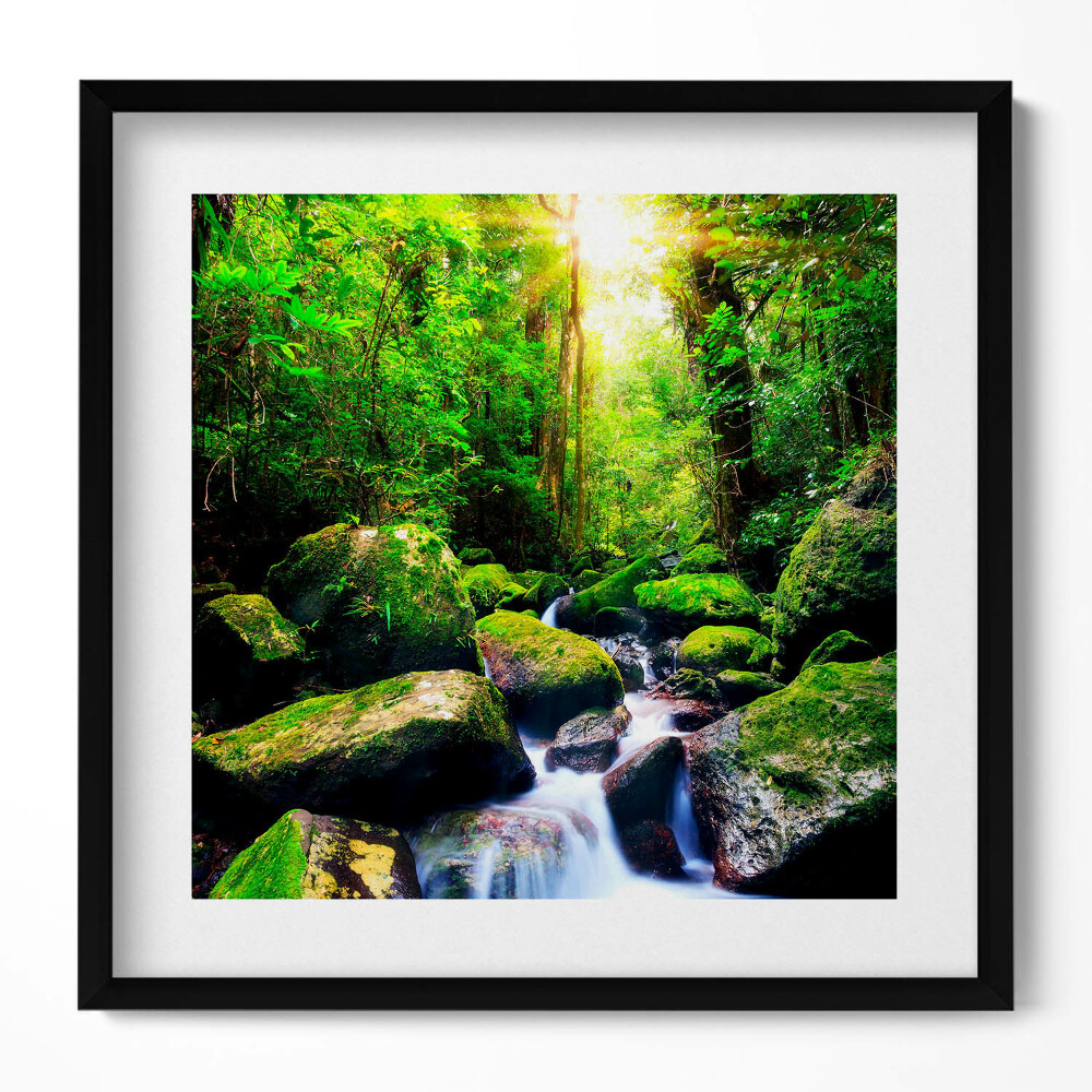 Tablou living cu rama unic Cascadă în mijlocul junglei