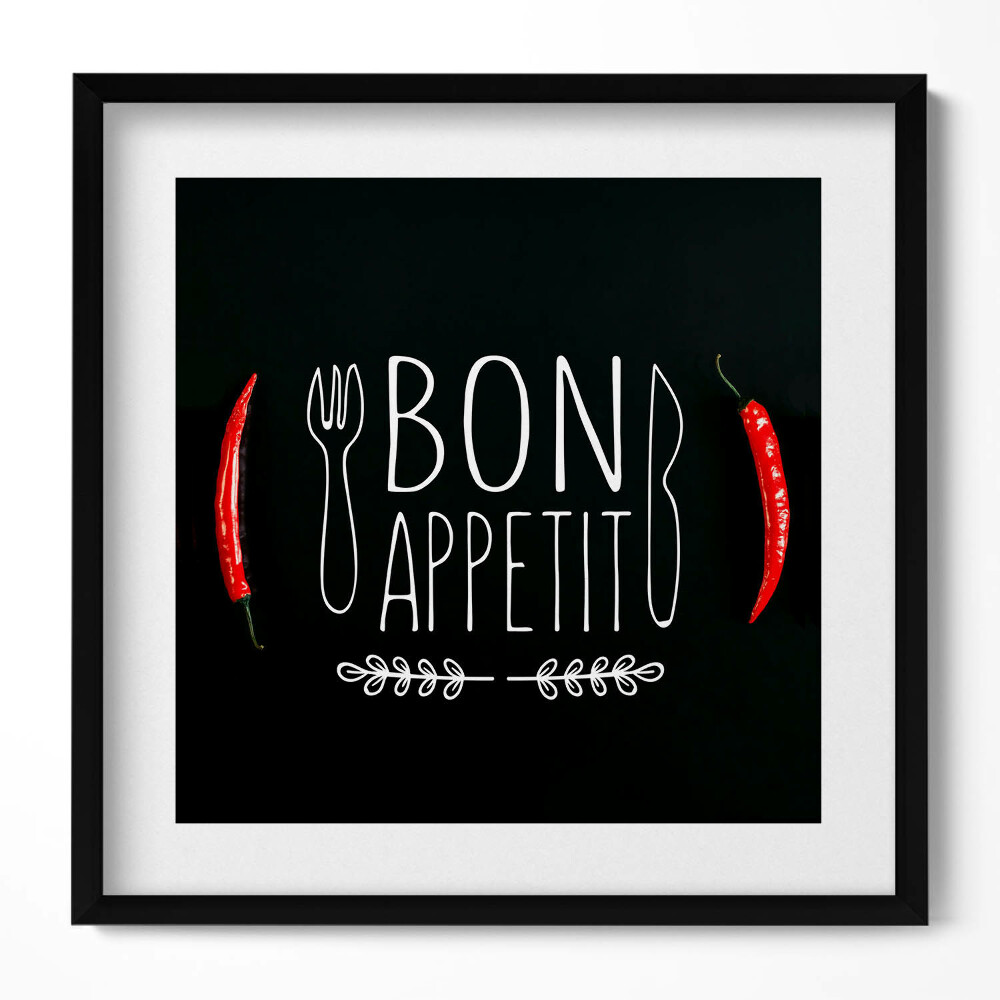 Tablou living cu rama unic Inscripția „Poftă bună”