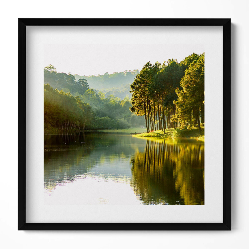 Tablou rama unic Peisajul râului verde