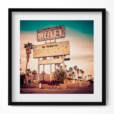 Tablou living cu rama unic Indicator de motel pe marginea drumului SUA