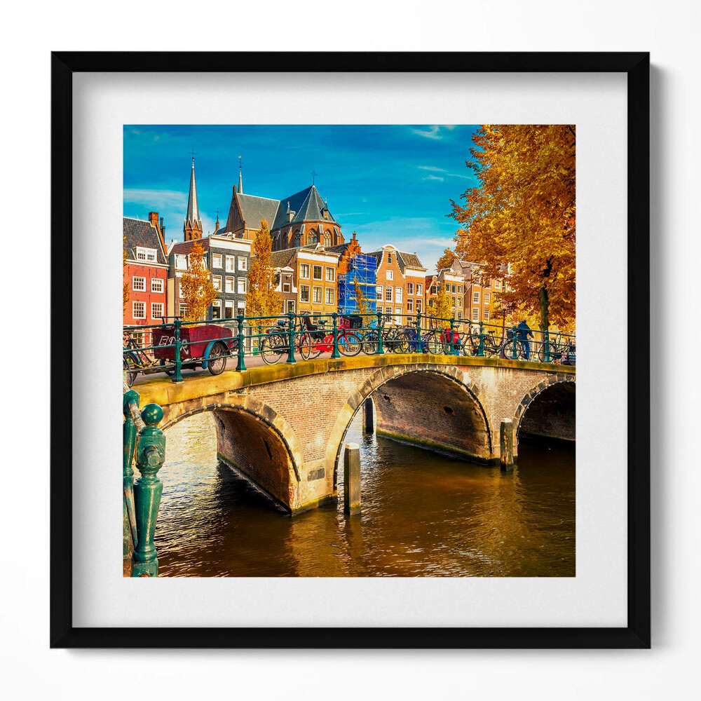 Tablou living cu rama unic Albastrul de toamnă al Amsterdamului