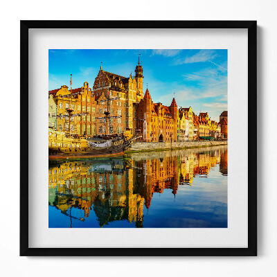 Tablou living cu rama unic Motlawa din Gdańsk