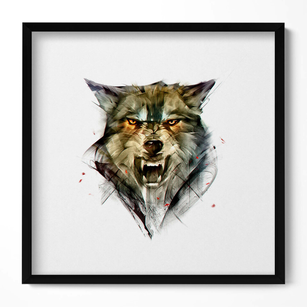 Tablou living cu rama unic Portretul desenat al unui lup