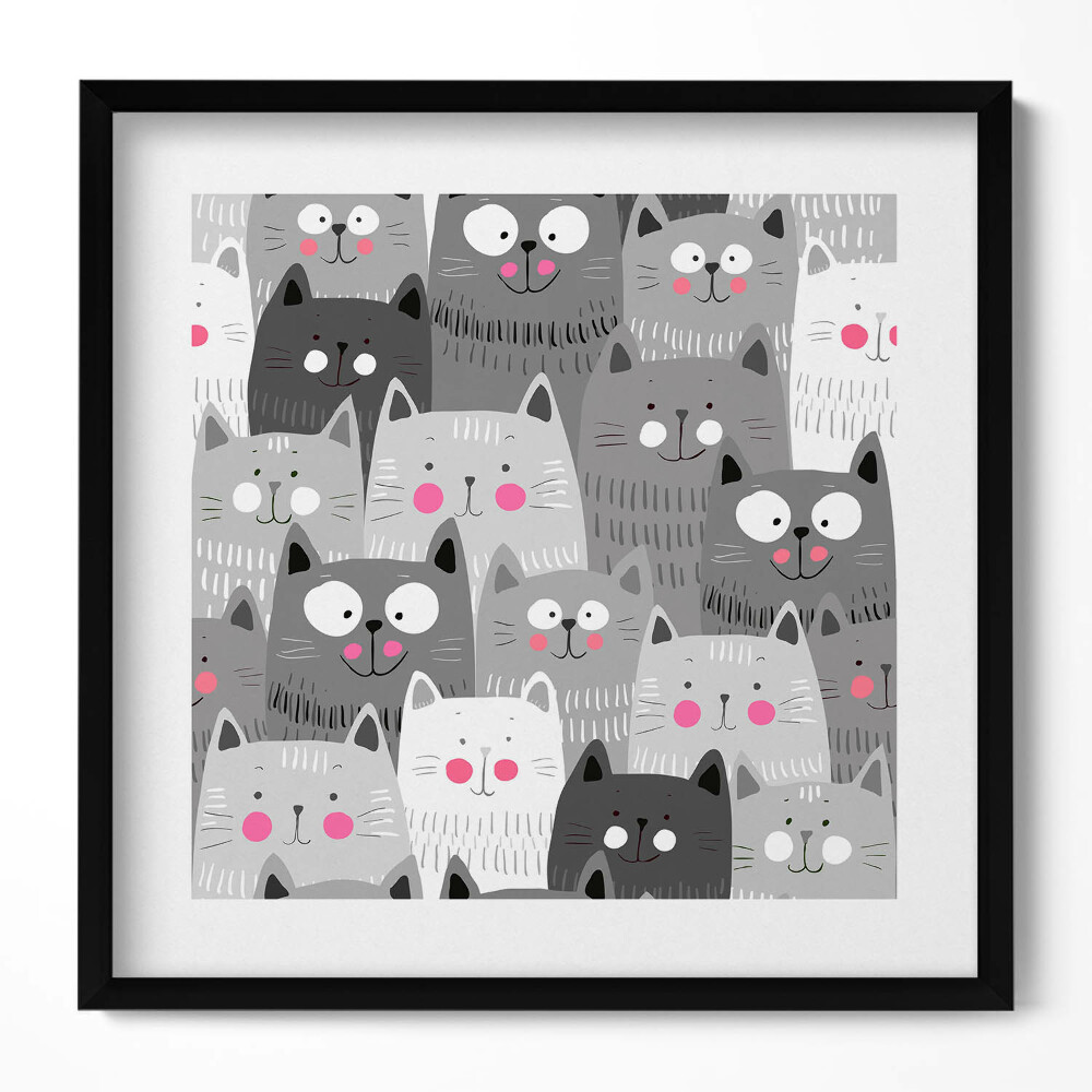 Tablou living cu rama unic Model cu pisici