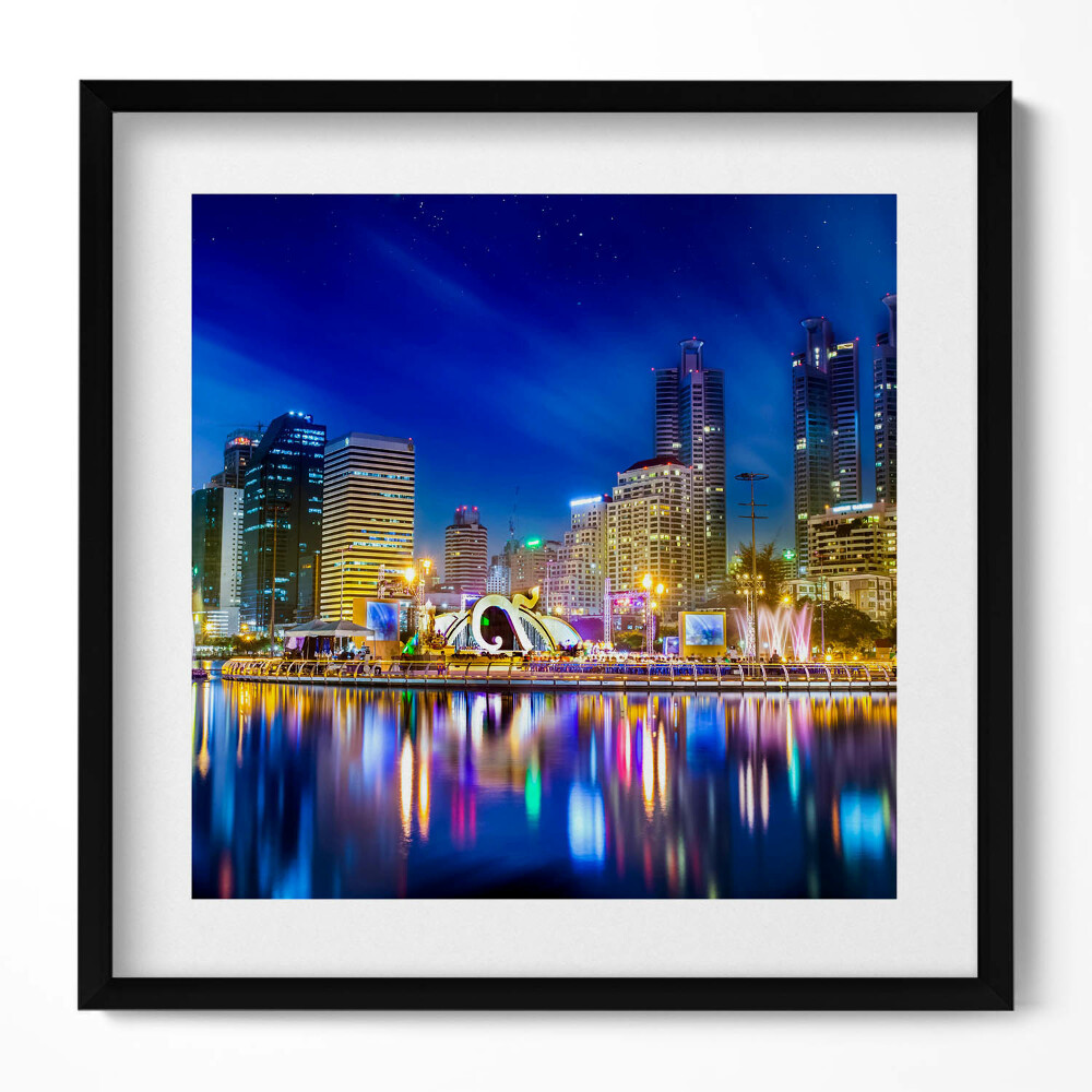 Tablou rama unic Un oraș plin de culori