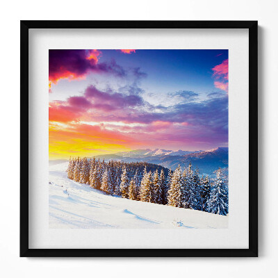 Tablou living cu rama unic Peisaj montan de iarnă