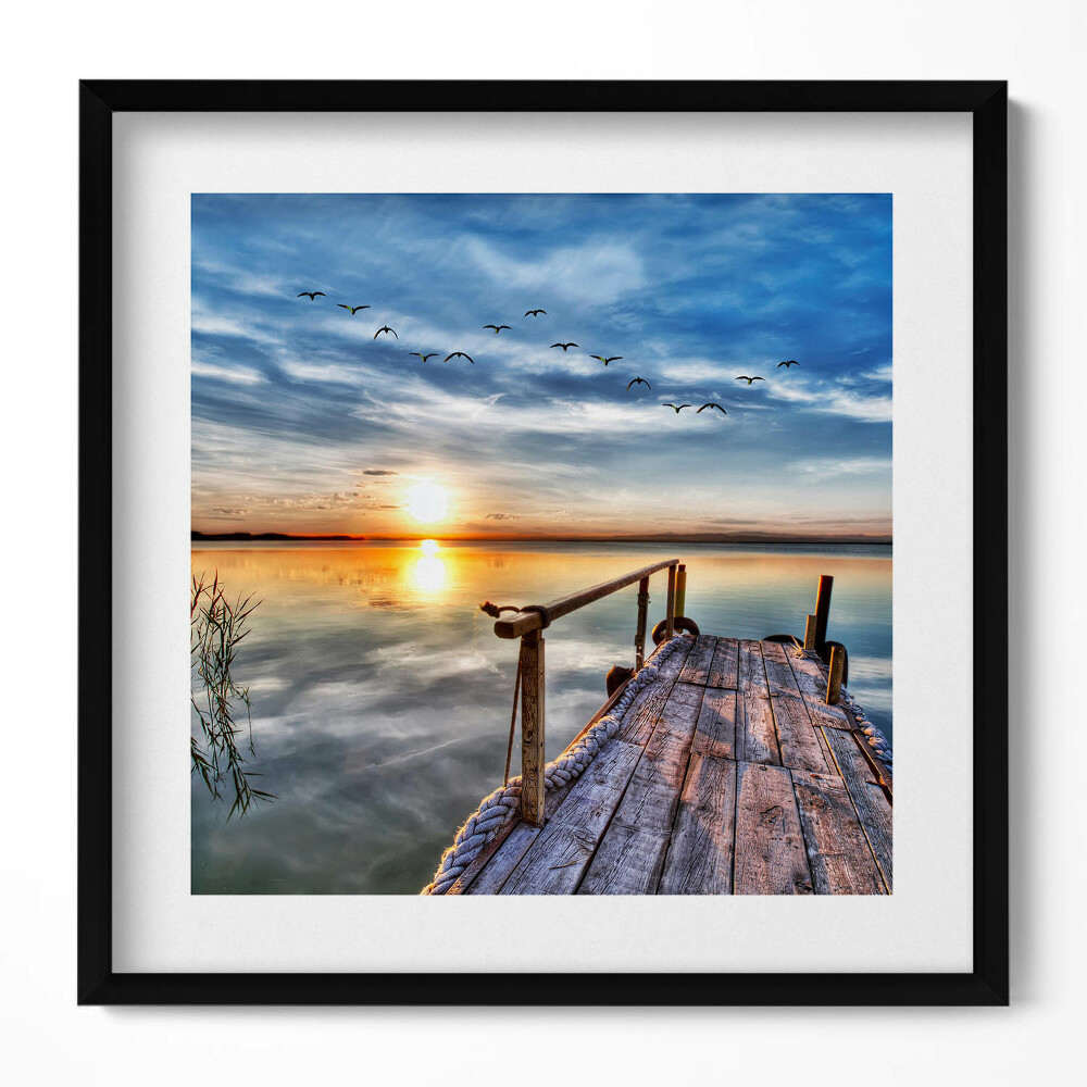 Tablou rama unic Apus de soare la lac