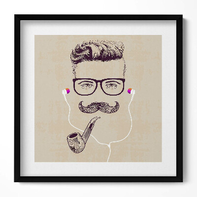 Tablou living cu rama unic Bărbat cu pipă și căști