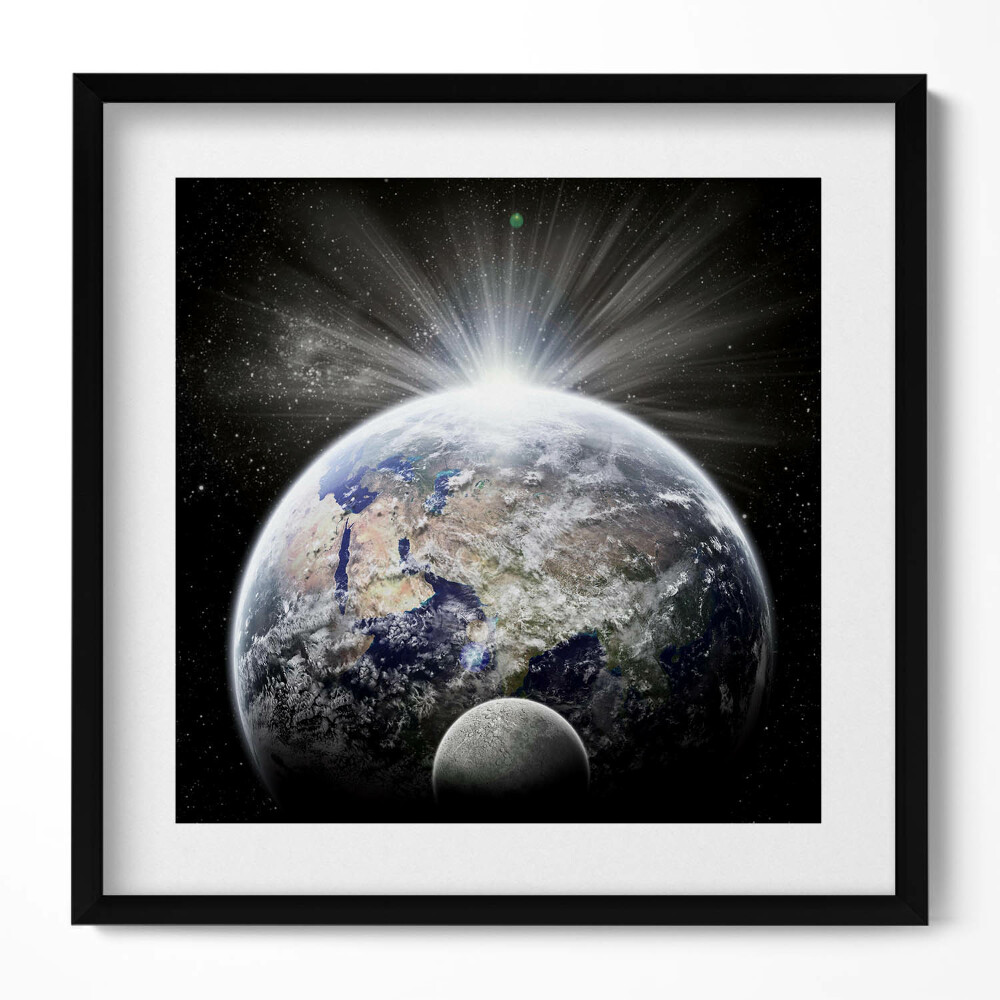 Tablou living cu rama unic Vedere a Pământului și a Lunii