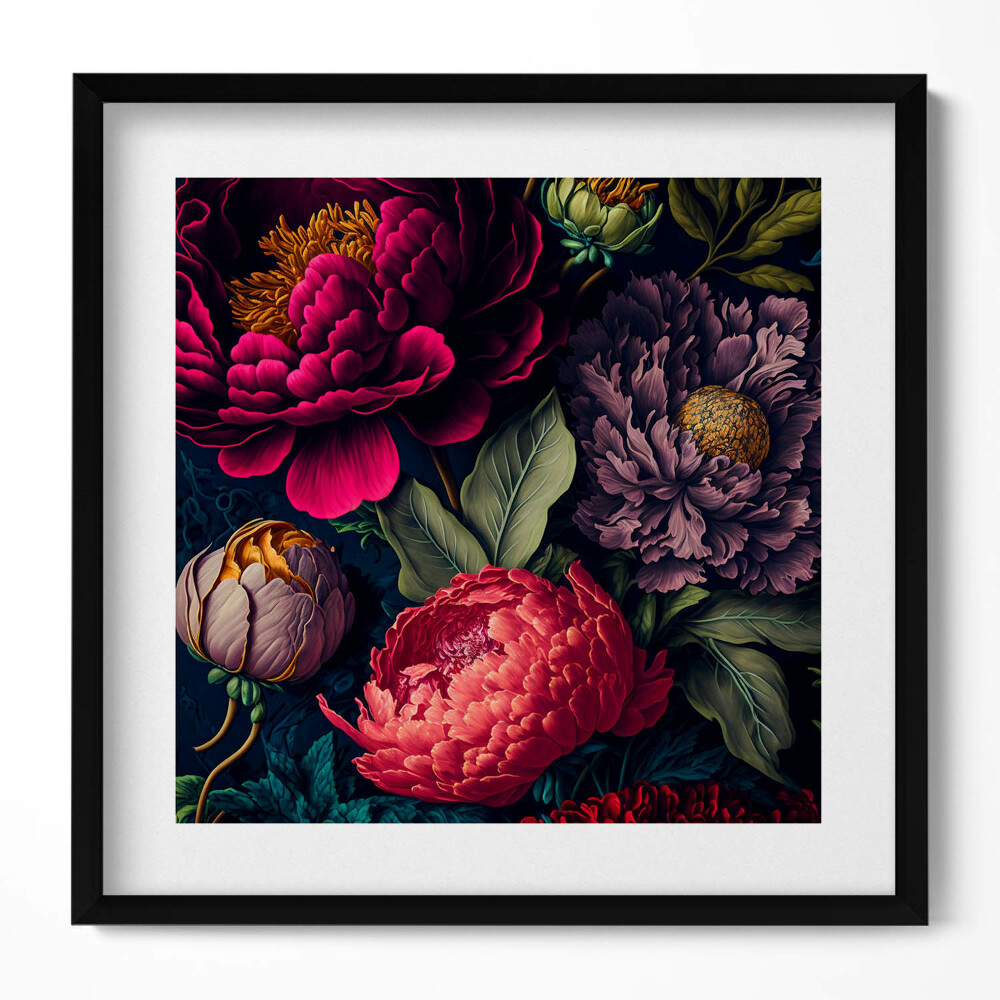 Tablou rama unic Buchet de flori botanice vintage