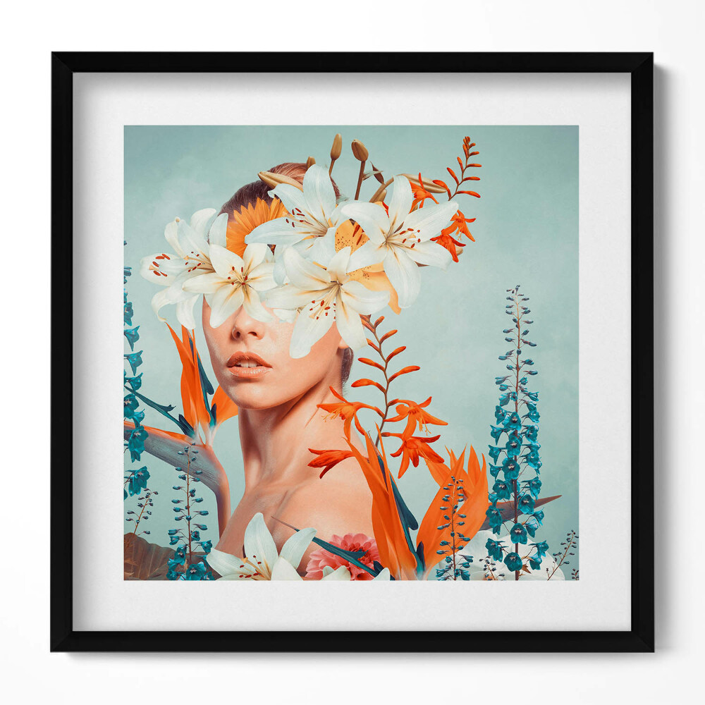 Tablou rama unic Femeie abstractă cu flori