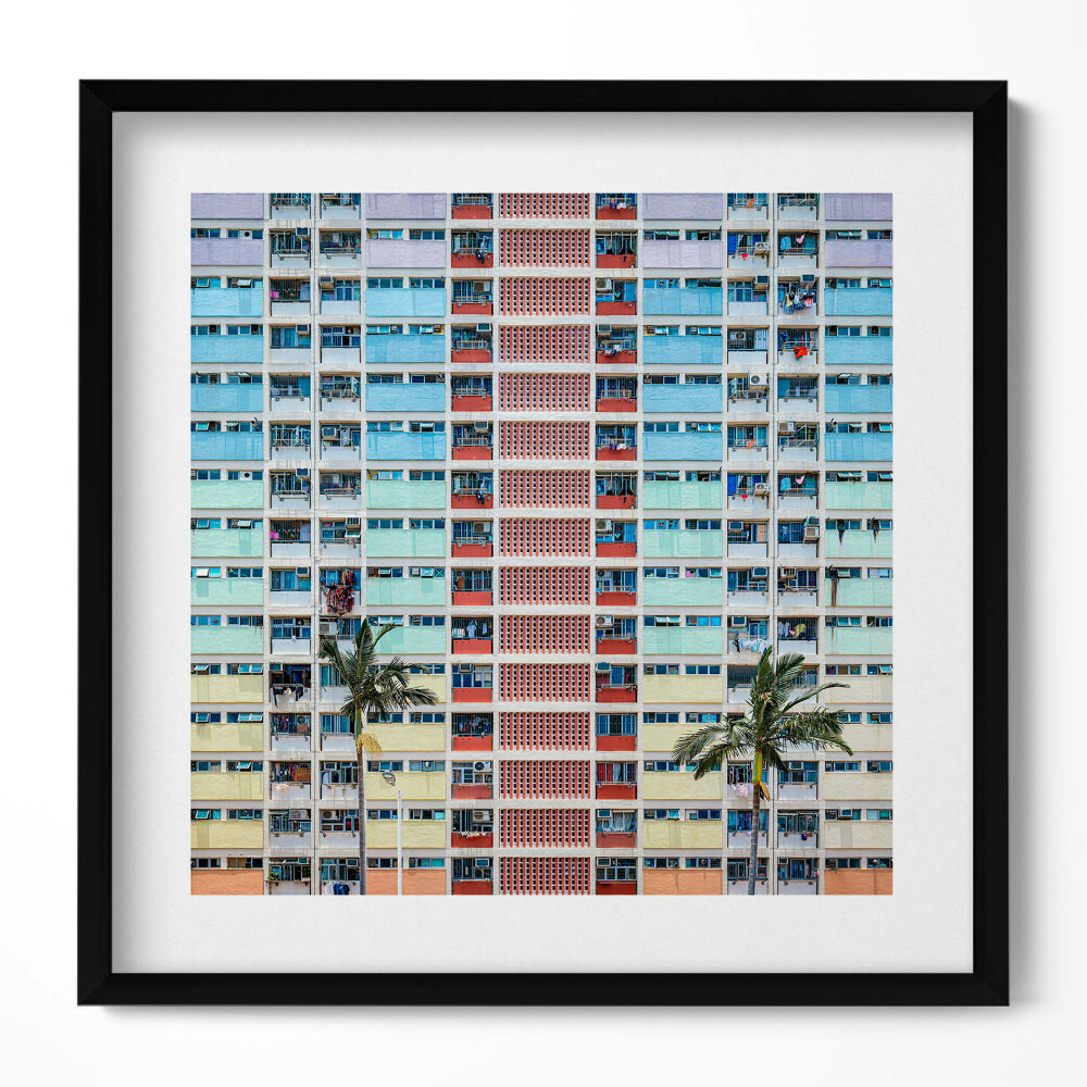 Tablou living cu rama unic Clădire colorată Hong Kong