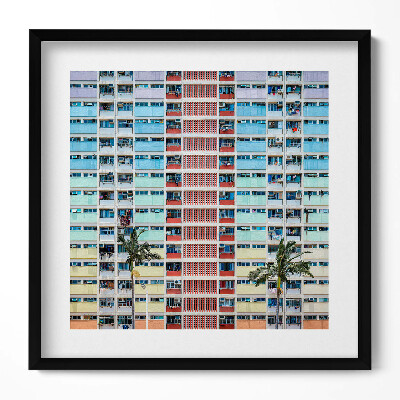 Tablou living cu rama unic Clădire colorată Hong Kong