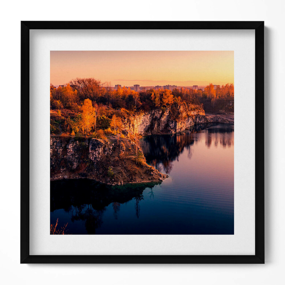 Tablou rama unic Lacul Zakrzówek din Cracovia în toamnă