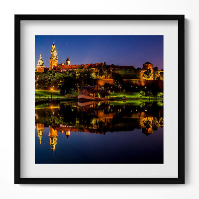 Tablou rama unic Wawel noaptea pe Vistula