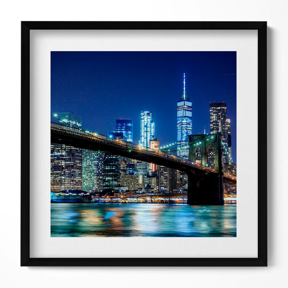 Tablou living cu rama unic Podul Brooklyn, New York, noaptea