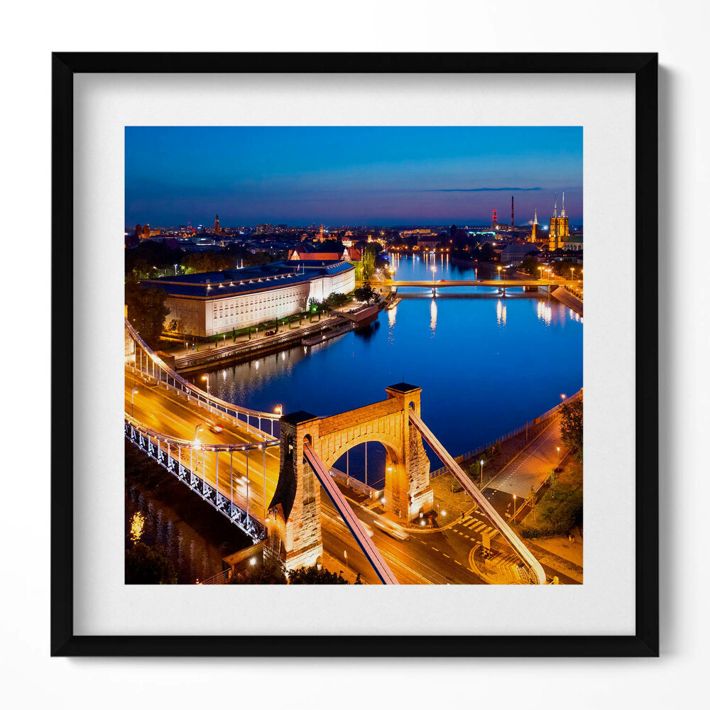 Tablou living cu rama unic Orașul Wroclaw noaptea