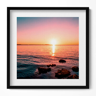 Tablou living cu rama unic Stânci la apus