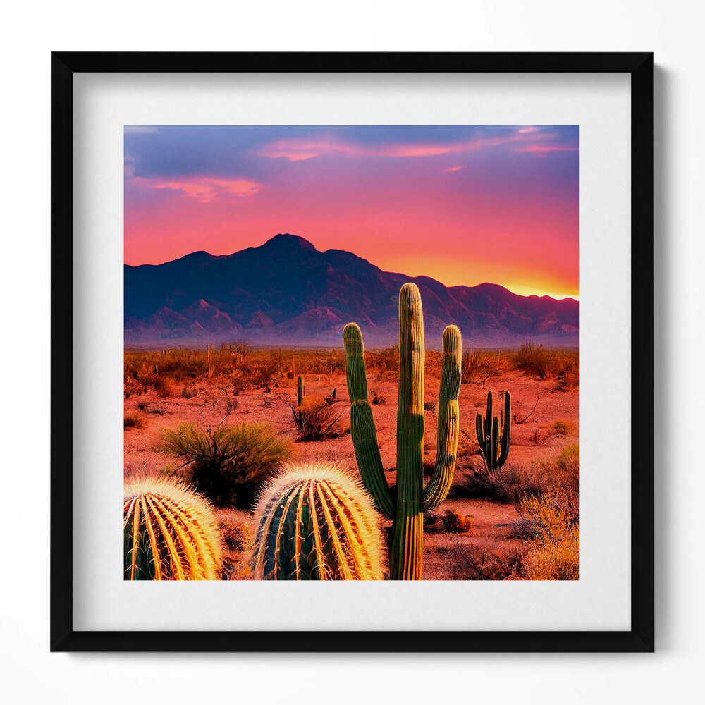 Tablou living cu rama unic Apus de soare în deșert