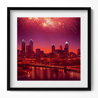 Tablou living cu rama unic Focuri de artificii în Philadelphia, noaptea