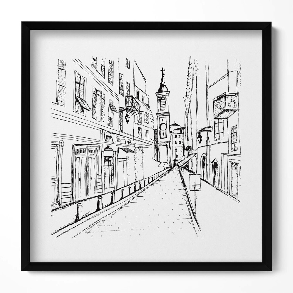 Tablou rama unic Desen al orașului Provence