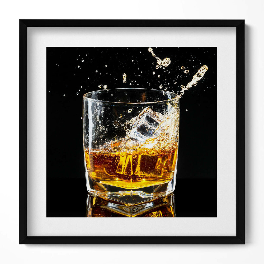 Tablou living cu rama unic Un pahar de whisky