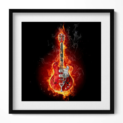 Tablou living cu rama unic Chitară electrică roșie aprinsă