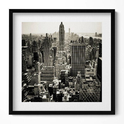 Tablou rama unic Vedere alb-negru a orașului New York