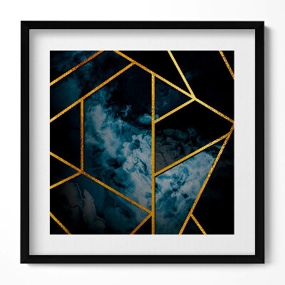 Tablou living cu rama unic Abstracție geometrică întunecată cu aur