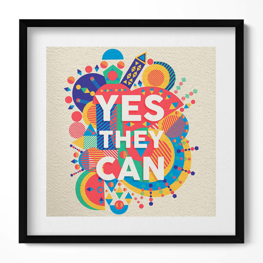 Tablou living cu rama unic „Scriere motivațională «Da, pot»”