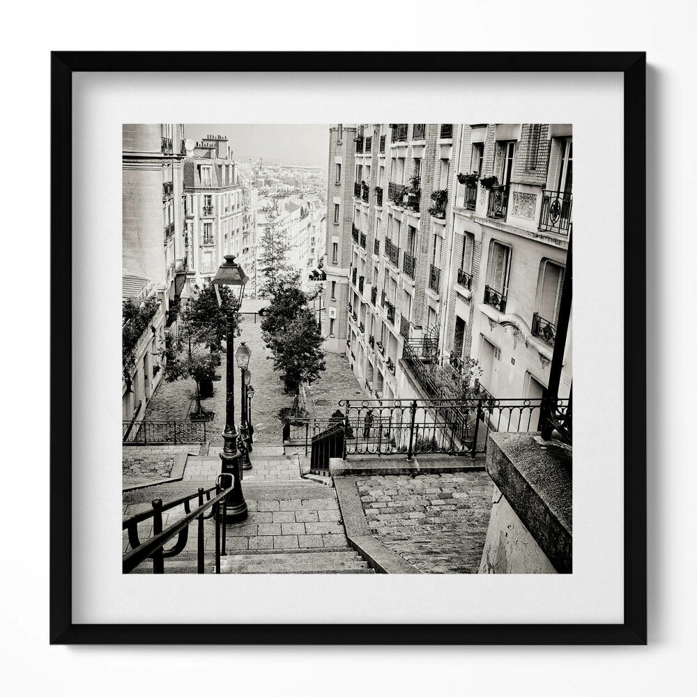Tablou rama unic Vedere alb-negru a unei străzi a orașului
