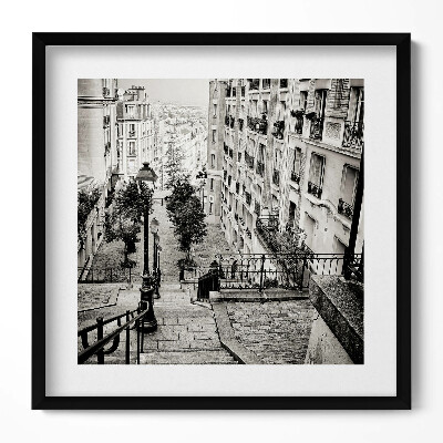 Tablou rama unic Vedere alb-negru a unei străzi a orașului
