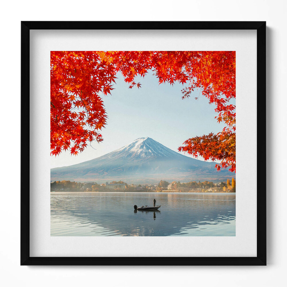 Tablou rama unic Peisajul Muntelui Fuji sub copacul roșu
