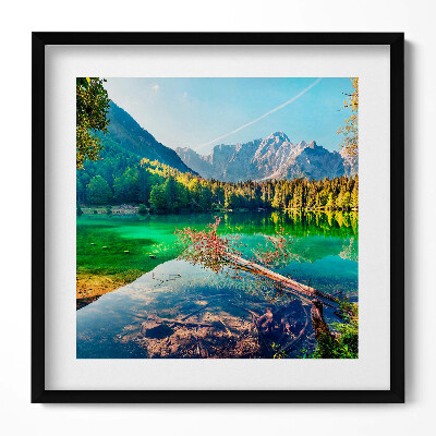 Tablou rama unic Peisaj al unui lac de munte printre copaci