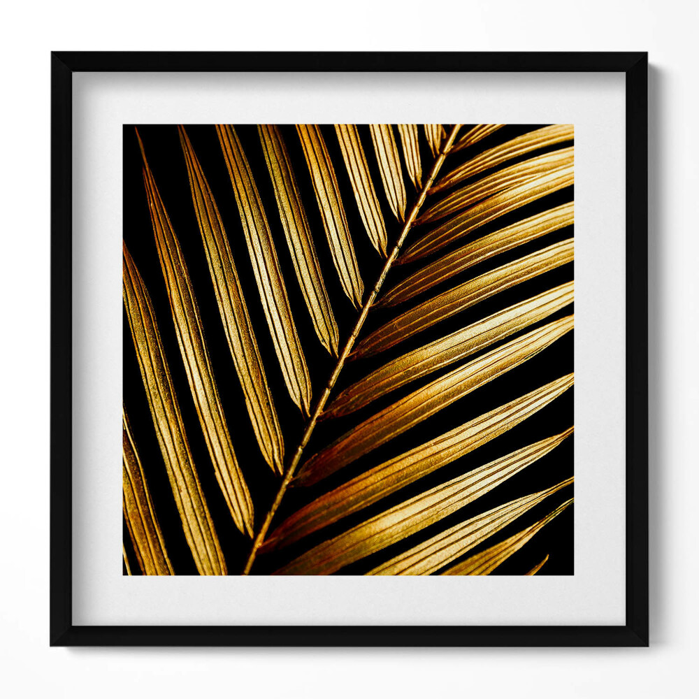 Tablou rama unic Frunză în strălucire aurie