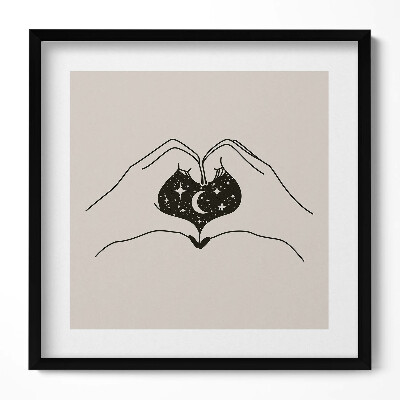 Tablou rama unic Inimă de palmier și spațiu - ilustrație