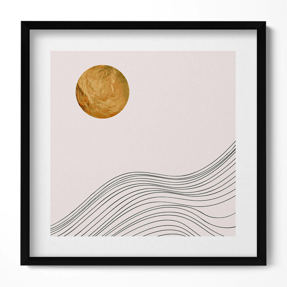 Tablou living cu rama unic Forme minimaliste abstracte boho cu aur