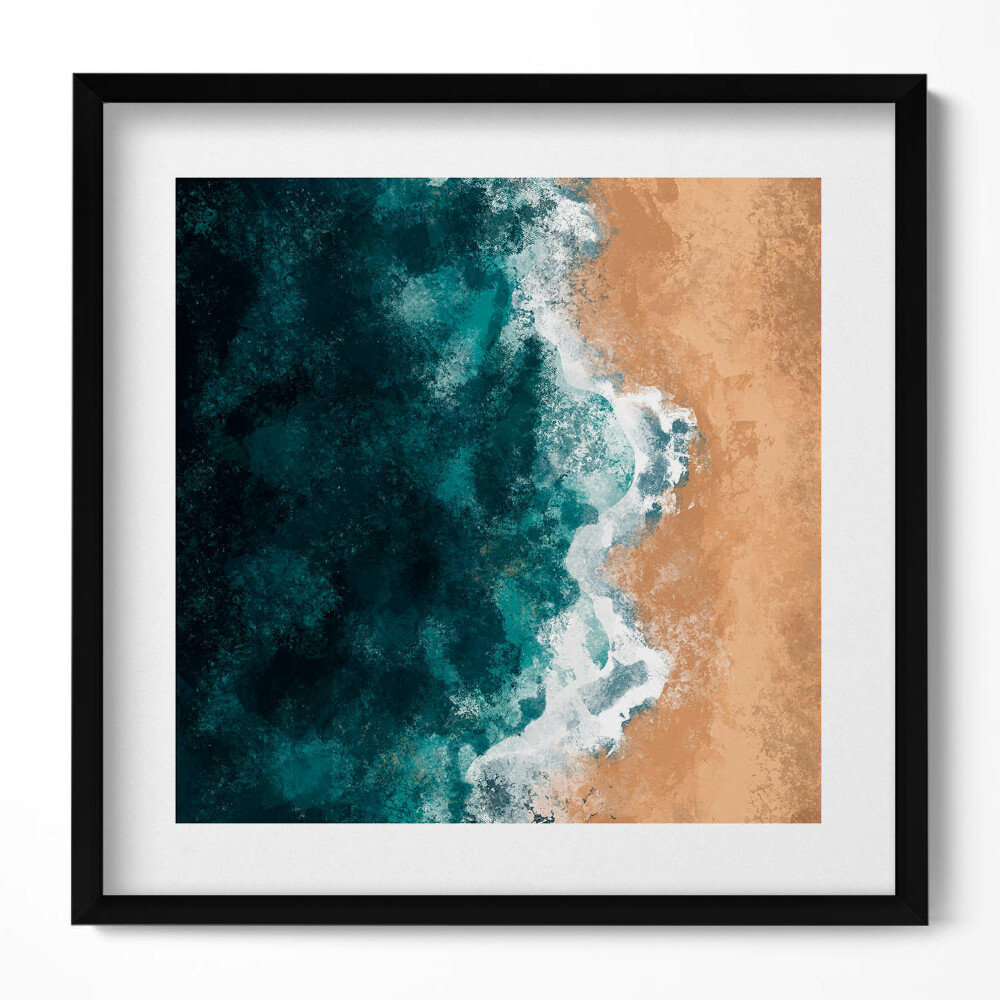 Tablou rama unic Ilustrație aeriană a valurilor mării și a plajei