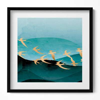 Tablou rama unic Ilustrație a păsărilor aurii pe cer