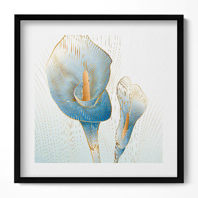 Tablou living cu rama unic Ilustrație cu flori aurii