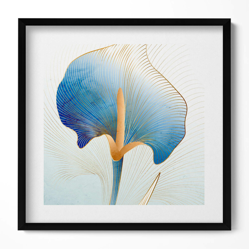 Tablou rama unic Ilustrație cu flori aurii