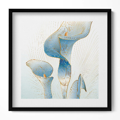 Tablou living cu rama unic Ilustrație cu flori aurii