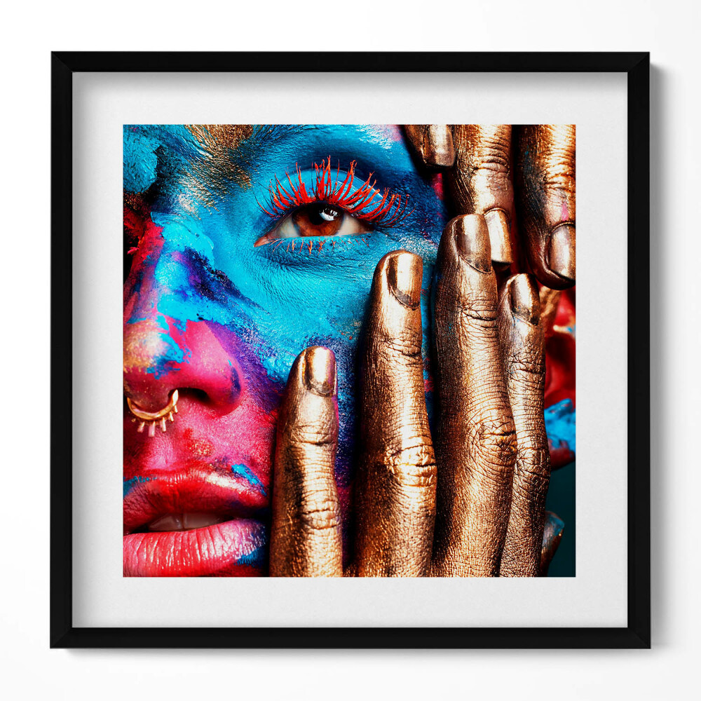 Tablou living cu rama unic Artă - chip de femeie colorat