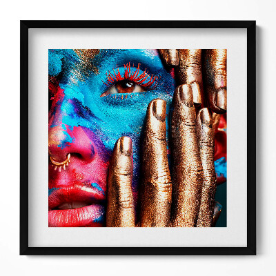 Tablou living cu rama unic Artă - chip de femeie colorat