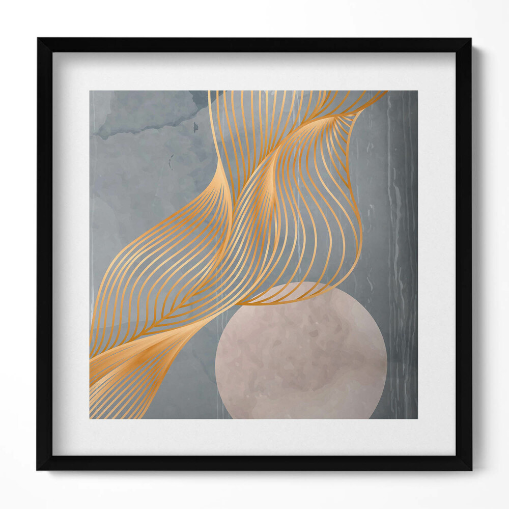 Tablou living cu rama unic Ilustrație abstractă a lunii cu aur