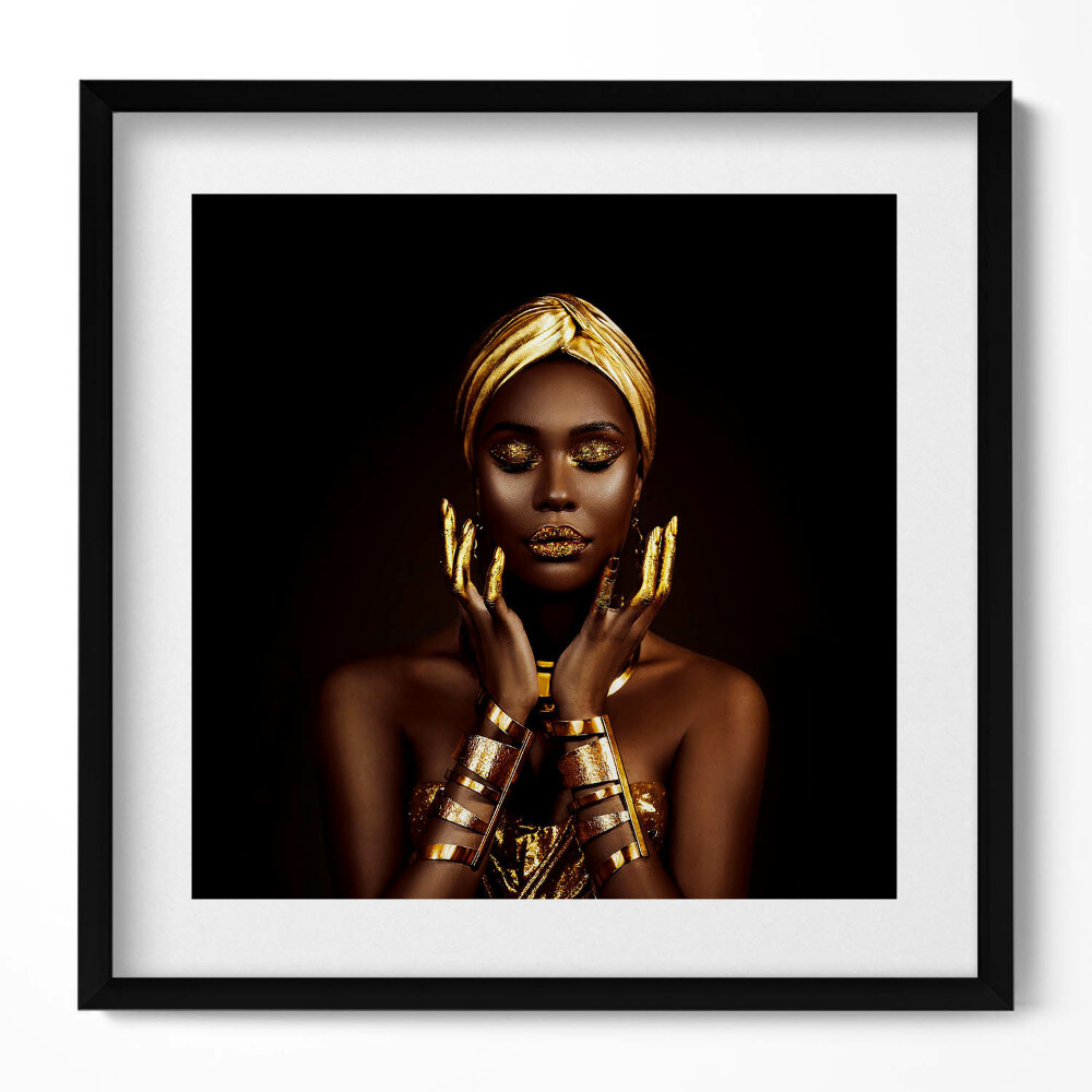 Tablou rama unic Portretul unei femei africane în aur