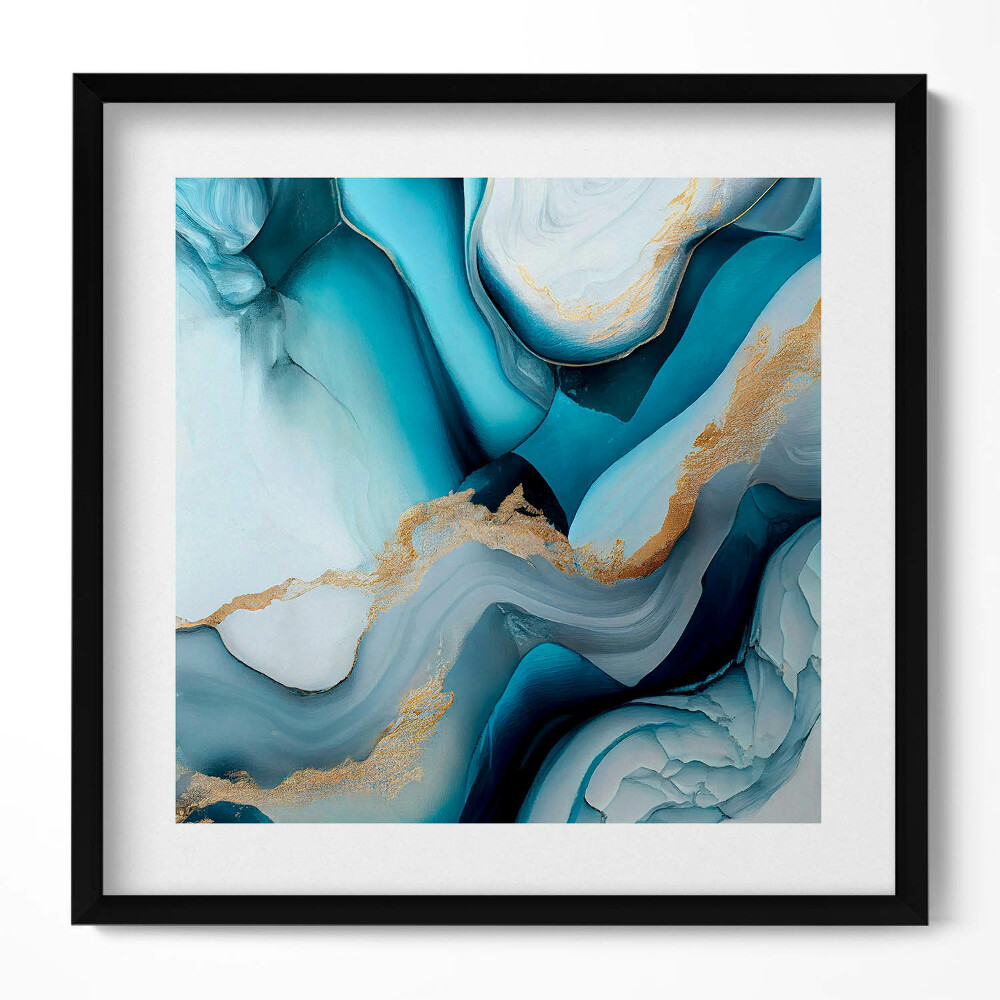 Tablou rama unic Textură de marmură lichidă cu aur